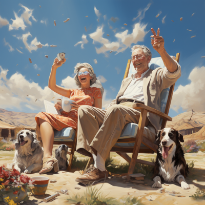 Retired Couple with Dogs